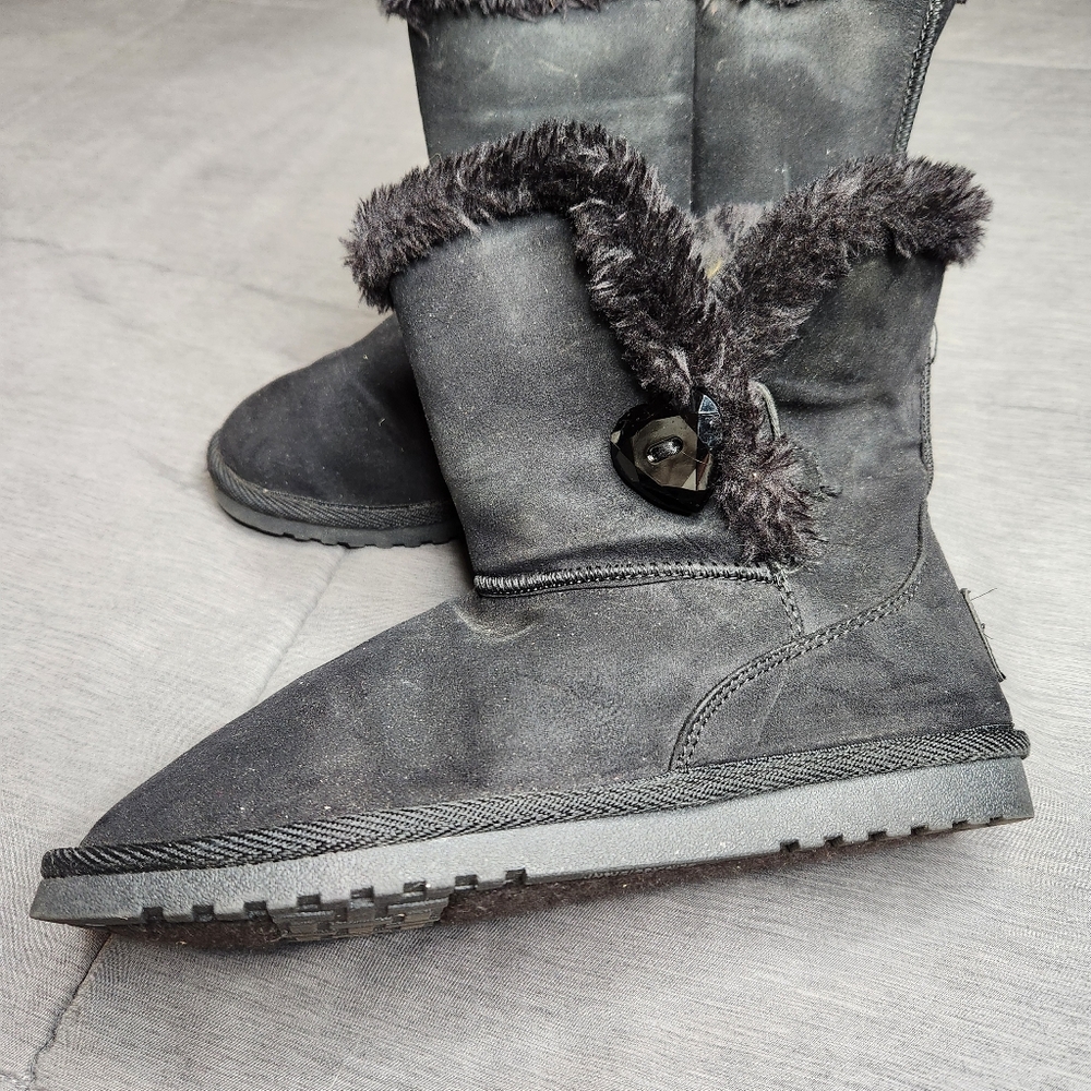 Piper Faux Fur Trimmed Black Boots